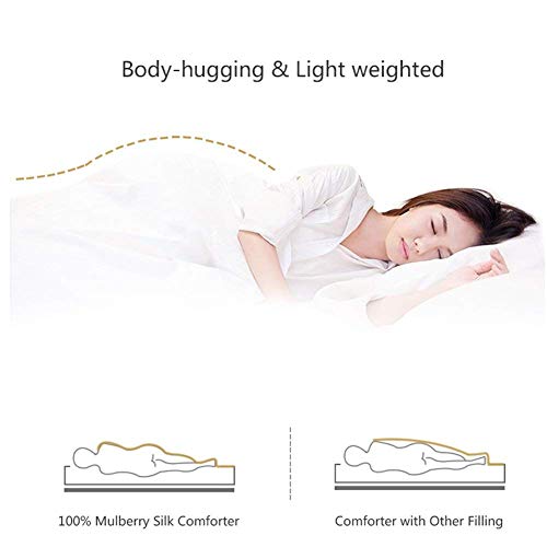 Thxsilk Silk Comforter For Winter With Cotton Shell, Silk Filled Comforter,Silk Quilt, Silk Duvet -Ultra Soft, Light Weighted-100% Top Grade Mulberry Silk, King Size, White #TOP2