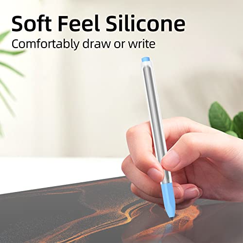 Image of Compatible with Samsung Galaxy Tab S7 /S7+ /S7 FE /S8 /S8+ /S8 Ultra /S9 /S9+ /S9 Ultra Pencil Case S Pen Case, Silicone Translucent Non-Slip Cover. (Sky Blue)