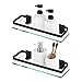 KES Estantería Baño Estanterías Cristal Baño Vidrio Templado 8mm Extra Gruesa Montado en la Pared Rectangular Baldas Baño Negra Aluminio Negro 2 Pieza, A4126A-BK-P2