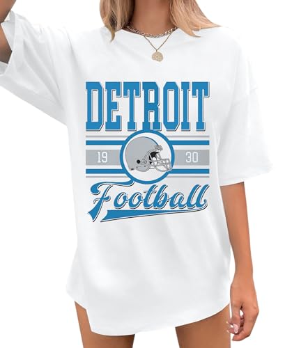 Football Shirts for Women Football Team Fan Tshirts Game Day Outfits Oversized Football Helmet Graphic Apparel