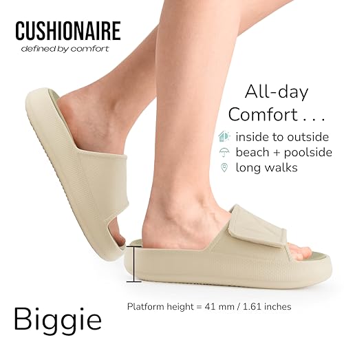 CUSHIONAIRE Women's Biggie recovery slide sandal with +Comfort and adjustable strap2