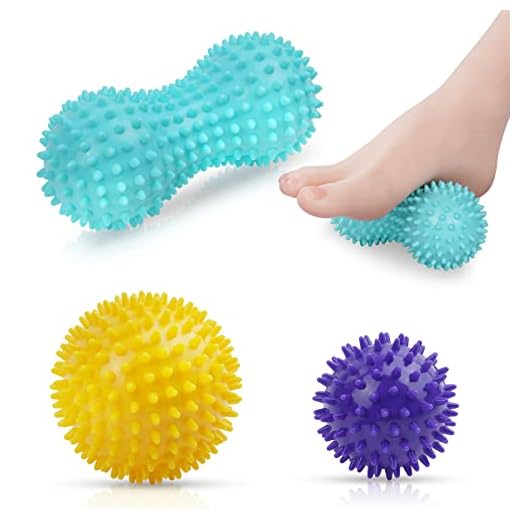 URAQT Bolas Masaje, 3pcs Pelota Masaje Muscular con Pinchos, Massage Balls para Rehabilitación, Masajeador de Pies y Manos de Aliviar Fascitis Plantar, Fisioterapia Cervicales, Liberación Miofascial