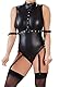 YouYaYaZ Damen Jumpsuit Nachtkleid Party Kostuem Latex Lack Catsuit Übergrößen Wetlook Bodys Dessous Reißverschluss(Schwarz,XL)