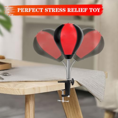CEWROM Antistress Mini Tischiboxsack Mit Tischklemme Und Saugnapf, Boxsack für den Schreibtisch, Boxsack hängend oder stehend, Punchingball/Wutball/Reflex Ball/Wutkissen für Kinder Und Erwachsene