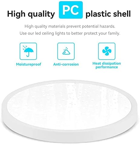 CANMEIJIA LED Ceiling Light, 24W 12 inch Bathroom Lights Ceiling with Remote Control, 3000-6500K 2520LM, Timer & Memory, Flush Ceiling Light for Living Room Kitchen Bedroom Hall Office (White)
