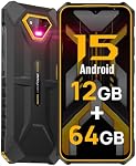 Smartphones robustes Canada Android 15, Ulefone Armure X13 Téléphone cellulaire déverrouillé, caméras 50MP+24MP+8MP, stockage 12+64 Go, 6.52” Écran, 6320mAh, NFC,GPS,Double 4G Téléphones truqués (Orange)