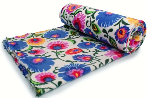 Punto Vellón DTY con estampado (250g), patrón de Lowicz, 50 x 160 cm (Blanco)