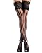 Be Wicked Women's Vertical Stripe Stockings with Wide Lace Top, Black/Nude, One Size