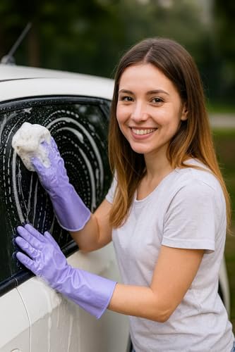 Image of Gloves Magic Silicone Dish Washing Gloves, Silicon Cleaning Gloves, Silicon Hand Gloves for Kitchen Dishwashing and Pet Grooming, Great for Washing Dish, Car, Bathroom (Purple)