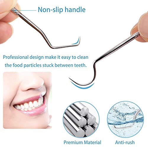 7Pcs 2 Set Portable Stainless Steel Toothpicks Pocket Set, Reusable Metal Toothpicks Cleaning Kit with Holder for Outdoor Picnic Camping Travel