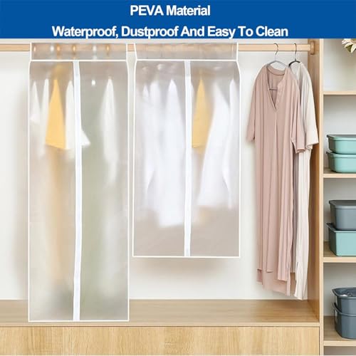 Clear Garment Bags, Clothing Covers for Plastic Clothes Covers Dust Cover Bags Protectors for Hanging Clothes, Suit, Coats, Jackets, Dress(30x60x90cm/12x24x35in)3