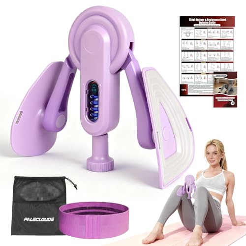 Oberschenkeltrainer, 10-100 lbs Beintrainer für Zuhause mit Widerstandsbändern & Trainingsposter, Multifunktionaler Beckenbodentrainer für Frauen & Männer, Adduktoren & Abduktoren Trainingsgerät