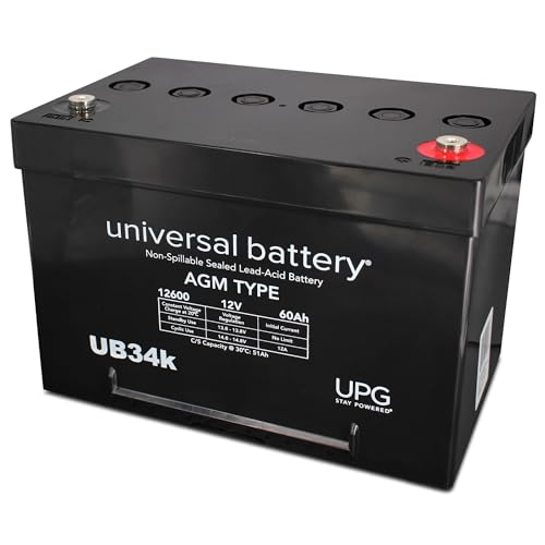 Universal Power Group (40503) UB12600 12V 60Ah I6 AGM Battery Group 34