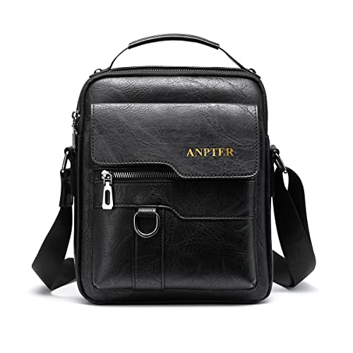 Messenger Bag for Men Crossbody Shoulder Purse Small Vintage PU Leather Satchel Pouch Side Crossover Handbag