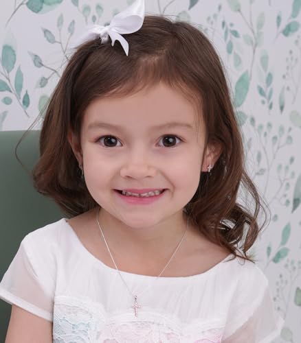 Precious Pieces Girl's Sterling Silver or 14K Gold-Plated CZ Cross Necklace for Baptism, First Communion, or Confirmation Gift2