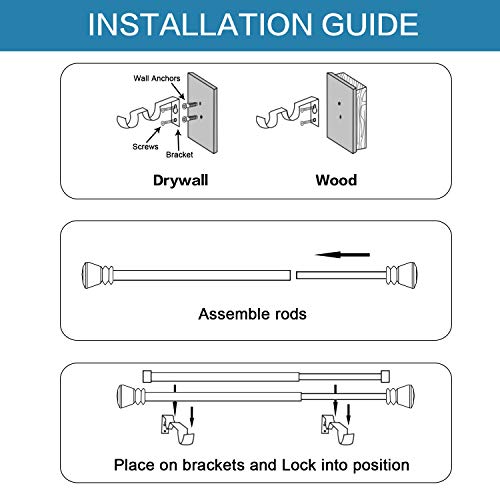 H.versailtex Double Curtain Rod Set For Windows Decorative Drapery Rods Adjustable Length From 28 To 48 Inch, 3/4 Inch Diameter, Nickel, Acrylic Square Finials #TOP3