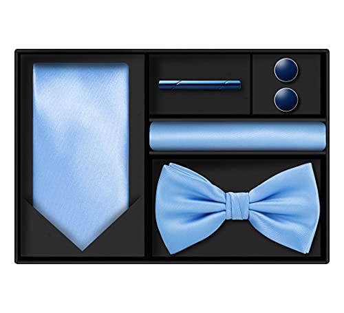 Image of Tie G .5pcs Tie set in a gift box : Tie sets : Solid color Neck tie,Satin Bow tie,Pocket Square, Lapel, Cuffs link