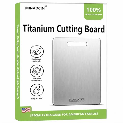 Titanium Cutting Board, 100% Pure Titanium Cutting Boards for Kitchen, Non-Porous Metal Chopping Boards, Dishwasher Safe, Odor Resistant for Meat, Vegetables, Fruit & Raw Food Prep(18L*12W)