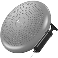 ROMIX Wobble Cushion, 34CM Inflatable Air Stability Cushion Balance Board with Pump, Non-slip Balance Disc Sitting Posture Trainer Wiggle Seat for Home Office Chair, Kids ADHD Physio Therapy - Grey