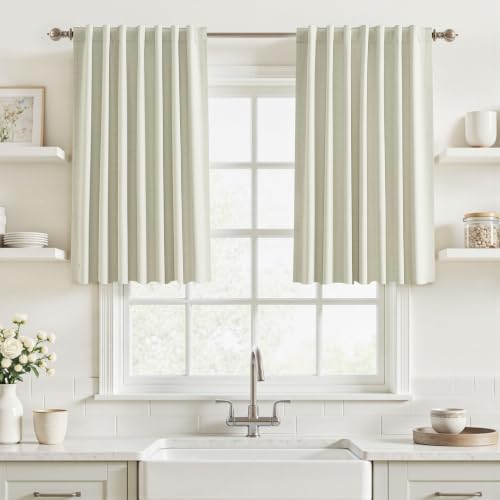 UHITECH Cream Blackout Curtains Short 36 Inch Long 2 Panels Set, 52" Wide