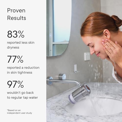 Image of Qure Skincare Bathroom Sink Filter Water Faucet for Skin, Reduces 99% Chlorine and Heavy Metals, Skin Hydration in 4 Weeks, Reduces Build-Up, Balances pH, Softer Skin & Hair - Silver