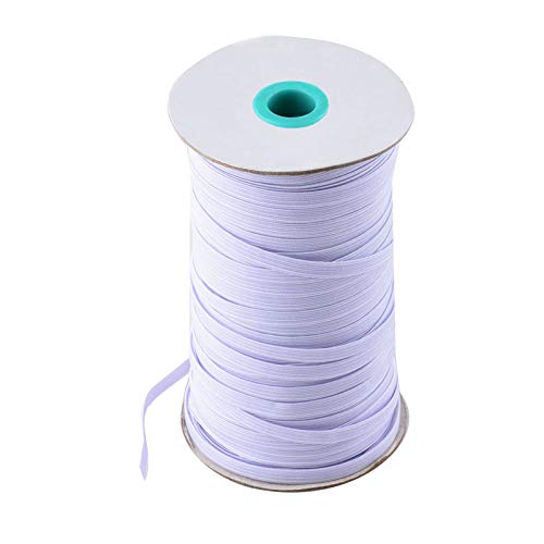 HEKIWAY Flat Elastic Band 120-Yards Length 1/4'' Width, Braided Stretch Strap Cord Roll for Sewing and Crafting - White