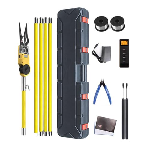 Aerial Cable Lasher Tool Kits,19ft Extension Pole Aerial Lineman Tying Machine with Hook, 7800mAh Rechargeable Binding Tool for Aerial Drop Cable Install, Decoration