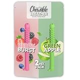 Chewable Breather 2-Pack Berry Burst & Green Apple – Natural Aromatherapy Quit Smoking Tool & Quit Vaping Aid – Essential Oil Infused Craving Relief, Stress Relief Reusable Silicone