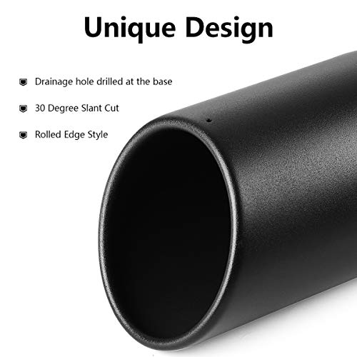 A-KARCK Exhaust Tip 3.5 Inch Inlet, 3.5" Inlet 5" Outlet 12" Long Black Coated Finish Muffler Tip For Truck Tailpipe, Stainless Steel Rolled Edge by A-KARCK - Image 3