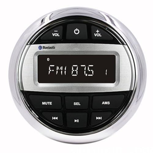 MARKELL 1 Stück Bluetooth Marine Stereo Boot Radio Wasserdicht Schwarz Kunststoff + Metall für Yacht Gauge ATV UTV Cart Motorcycle