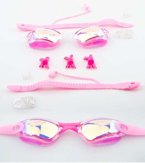 Professional Waterproof and Anti-fog Swimming Earplugs Electroplated Goggles Silicone