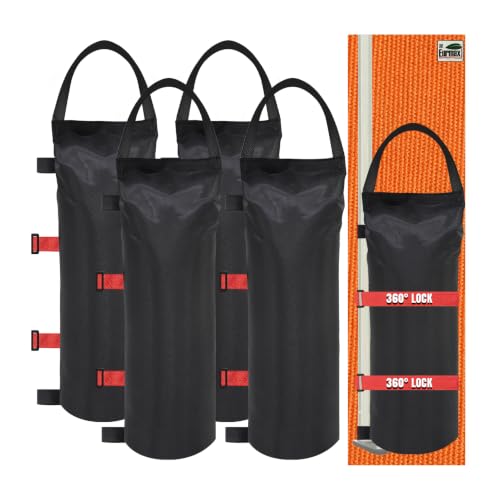 Image of Eurmax USA 160LBS 4-Pack Universal Canopy Weights, Secure Wind Protection to Prevent Tipping, Easy Wrap-Around Installation Heavy Duty Sandbags (Without Sand), Fits All Instant Shelter Legs,Black