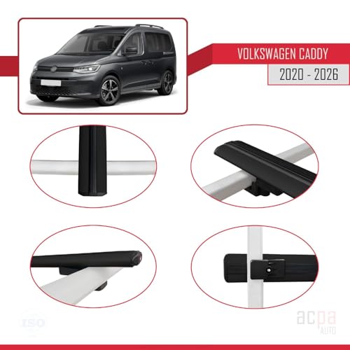 Barres de toit Caddy 4 solution manque de place coffre aluminium noir - 4