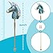 HollyHOME Sequin Unicorn Stick Horse Handcrafted Hobby Horse on a Stick with Wood Wheels Real Pony Neighing and Galloping Sounds Plush Unicorn Toy Blue 36 Inches(AA Batteries Required)