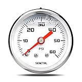 SENCTRL 0-60 Psi Fuel Pressure Gauge, 1-1/2" Dial Size, 1/8" NPT Back Mount, Glycerin Liquid Filled, Stainless Steel Case, Inline Low Pressure Gauge, for Water Oil Pressure Test