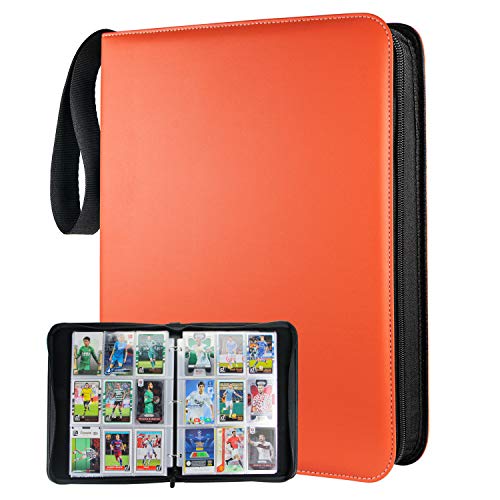 Fichário de 9 bolsos para 900 cartões compatível com cartões Pokémon, estojo de armazenamento com folhas removíveis para fichários cartões esportivos cartão de beisebol para TCG Coleção PTCG (laranja) TONESPAC