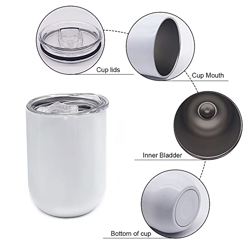 12 oz Stainless Steel Wine Tumbler Glass Bulk with Lid and Straw, Double Wall Vacuum Insulated Travel Tumbler Cup Stemless for Hot and Cold Drinks Coffee, Wine, Cocktails,Drink (50 Pack)