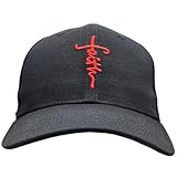 3 Nails 1 Cross Faith Cross Hat Christian Baseball Cap - Embroidered Breathable Cotton Faith Hat - Comfortable - Adjustable - Religious Gift for Men Women Religious Ballcap Cross Cap (Black/Red)