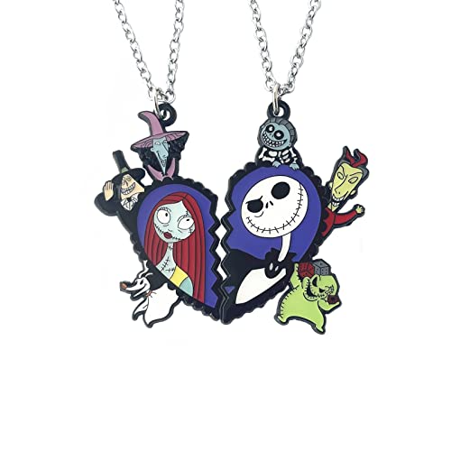 Dezhan 2 Pcs Halloween Nightmare Before Christmas Horror Necklace, Jack Sally Zero The Dog Oogie Boogi Pendant For Girls Women And Men #TOP4