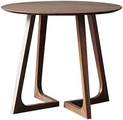 Table d'appoint ronde en bois massif noyer 60x75cm pour salon