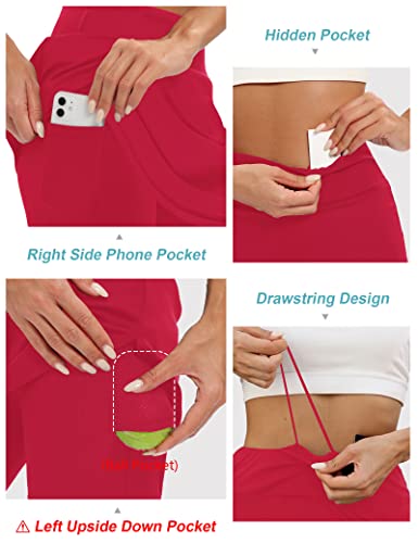 Loukeith 20’’ Knee Length Skorts Skirts For Women Tennis Skirts Athletic Golf Skorts Casual Workout Skirt With Shorts Pockets Red M #TOP3