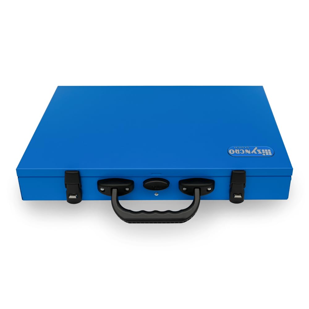 Syncro System Valigetta portaminuterie in metallo furgone officina mobile – 19 vaschette modulari gancio sicurezza 44x29x7 cm