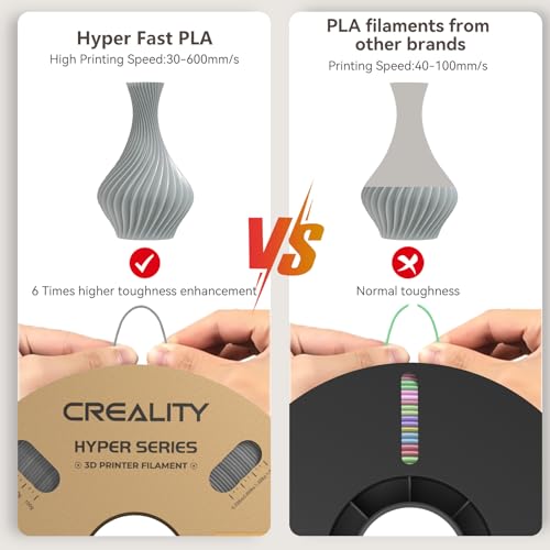 Image of Creality 3D Printer Filament PLA 1.75mm 2KG, Creality Official Hyper PLA Filament,2Pcs 2.2 lb /1 kg, 600mm /s Designed for High-Speed 3D Printing (Gray*2)