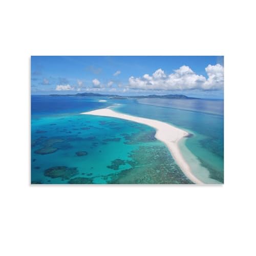 絵画 沖縄県 久米島・仲地集落より南を望む夏の雲インテリア 絵画 美しい海の景色 日本の風景写真アートパネル 壁の絵 ポスター 壁掛け ソファの背景絵画 玄関 壁飾り 絵画 額無し 40x60cm