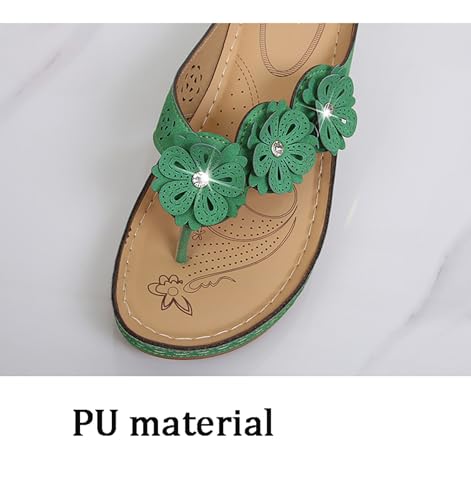 Wedge Sandals for Women Flip-Flops: Adjustable Hook Loop Flower Summer Womens Sandals Flip Flops4