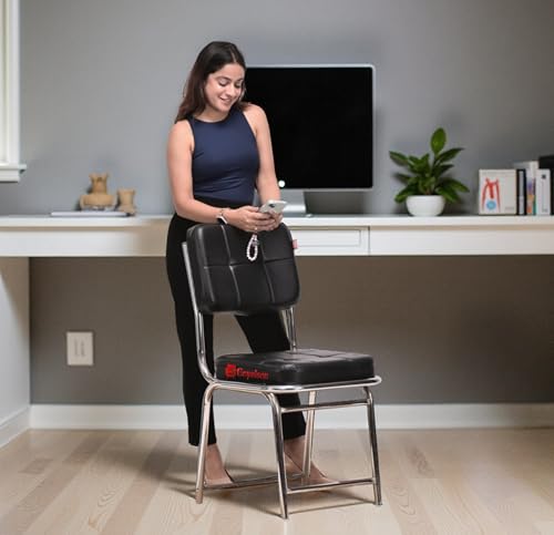 Image of GOYALSON Stainless Steel Office Home Study Visitor Chair Without Arms (Black) (2 Pc)