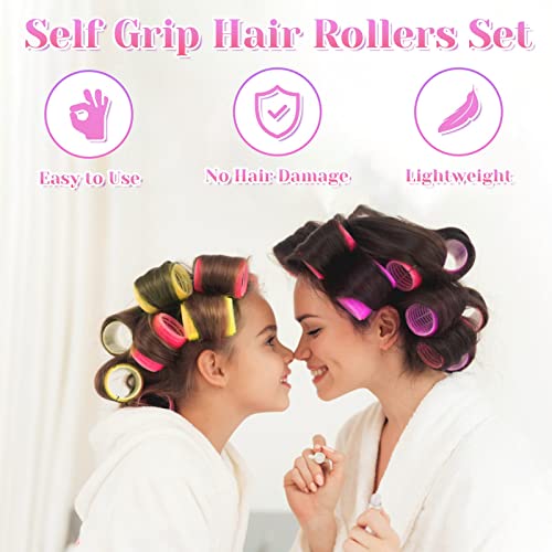 Self Grip Hair Rollers Curlers Set 36Pcs, Heatless Hair Roller Sets 4 Sizes (Jumbo, Large, Medium, Small) With Clips And Comb For Long Medium Short Thick Fine Thin Hair Volume #TOP1