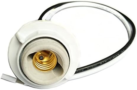 FINELED E12 Candelabra Porcelain Threaded Socket with Metal Shade Ring,with 10 inch lead wires (6-pack)