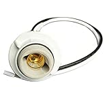 FINELED E12 Candelabra Porcelain Threaded Socket with Metal Shade Ring,with 10 inch lead wires (6-pack)