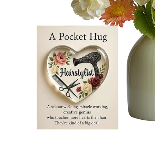 Petit Calin De Noel De Poche - Decoration De Maison En Forme De C?ur 2D Pour Coiffeur, Pochette Transparente Avec Carte Inspiran